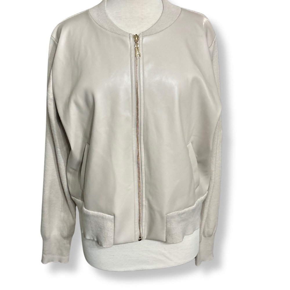 Sioni Faux Leather & Knit Bomber Jacket – Women’s XL